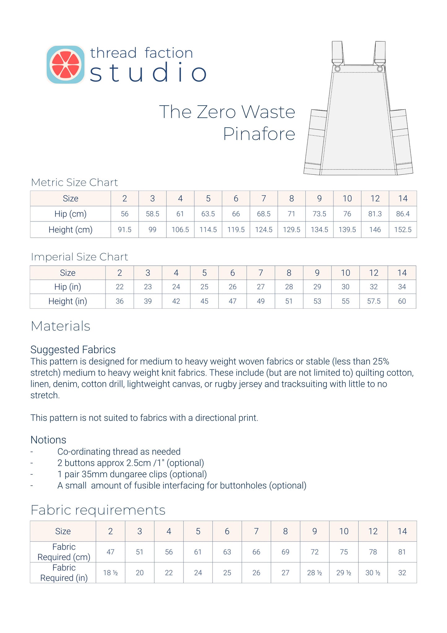 Zero Waste Pinafore Pattern