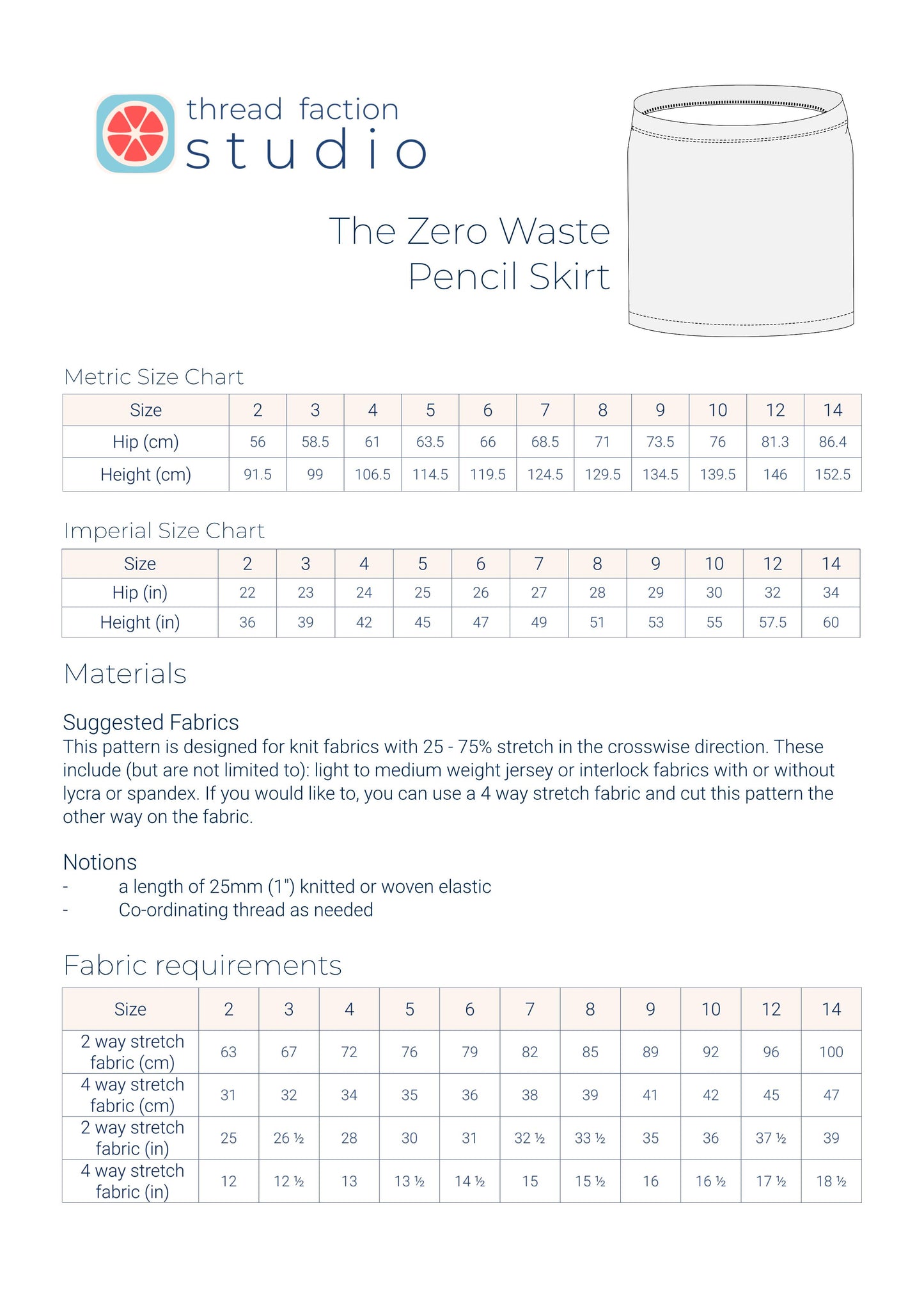 Zero Waste Pencil Skirt Pattern