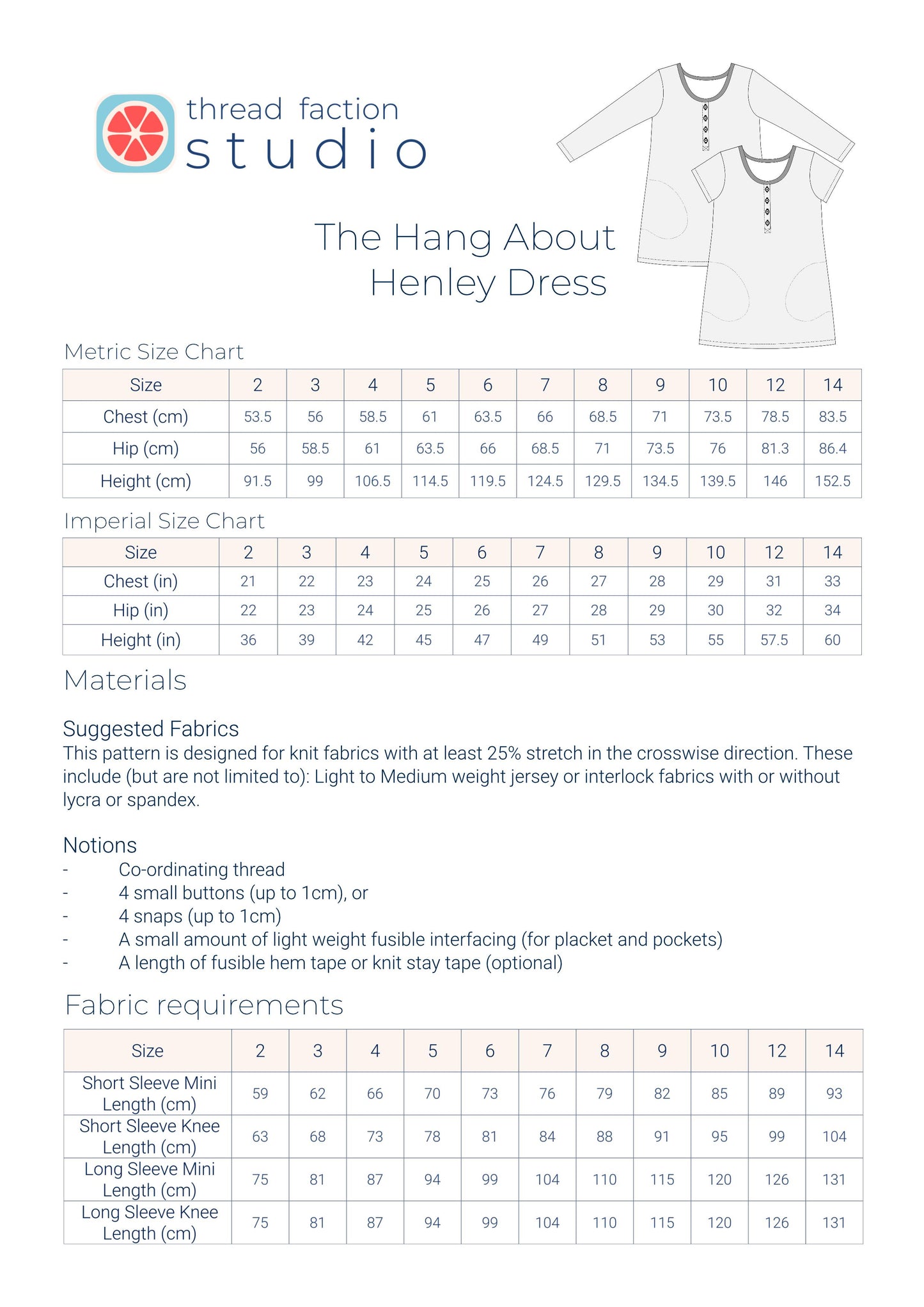 The Hang About Henley T-shirt Dress or Nightgown Pattern
