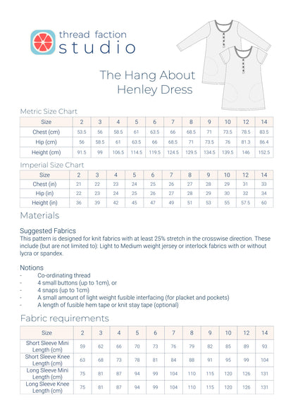 The Hang About Henley T-shirt Dress or Nightgown Pattern