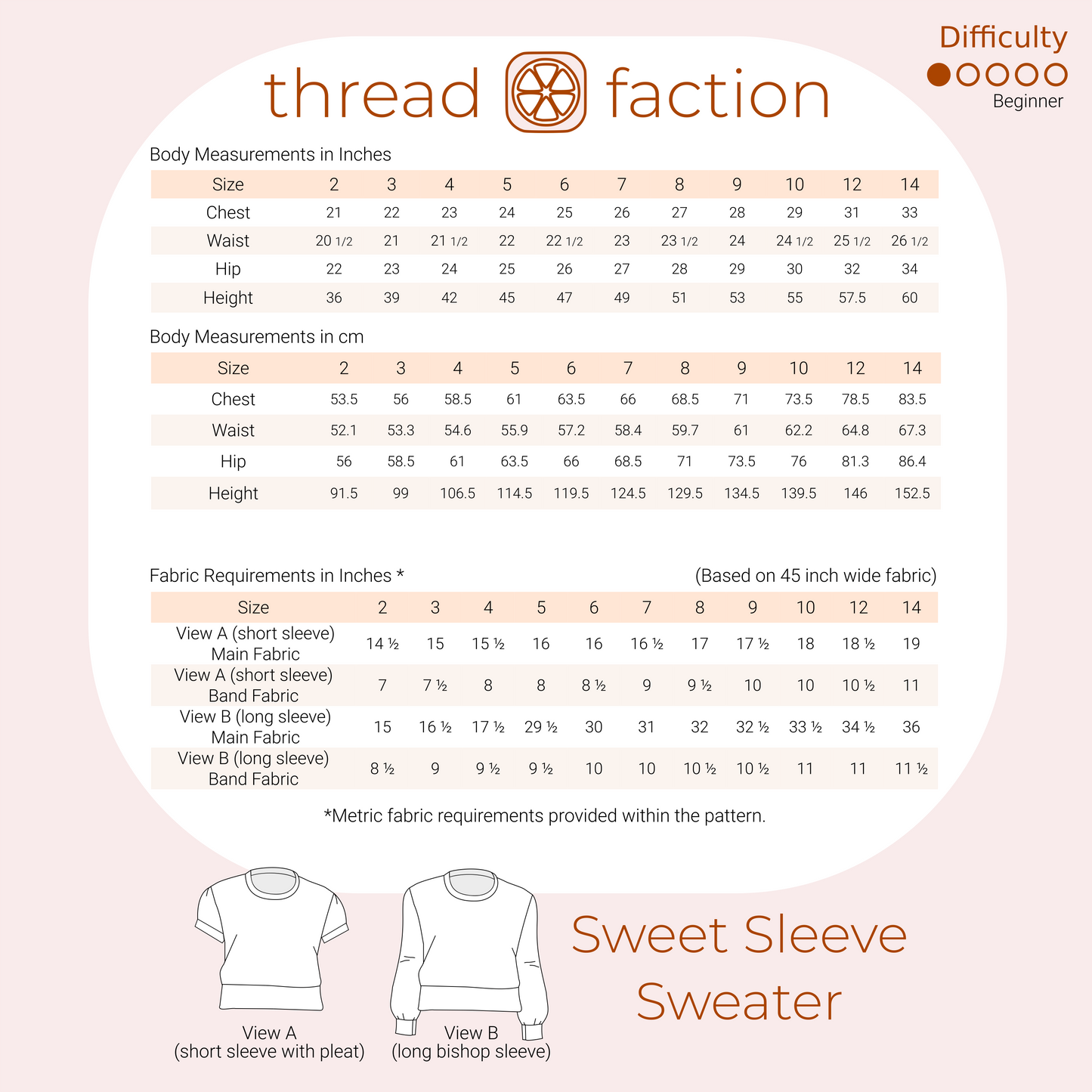 Sweet Sleeve Sweater & Top PDF Sewing Pattern