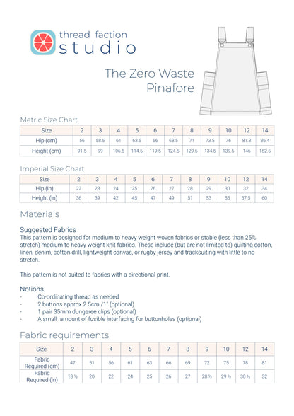 Zero Waste Pinafore Pattern