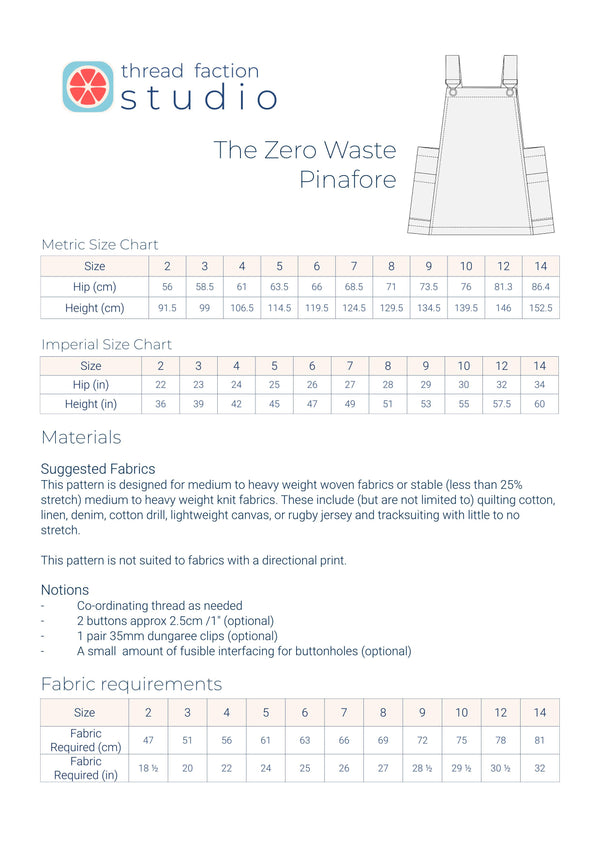 Zero Waste Pinafore Pattern – Thread Faction Studio