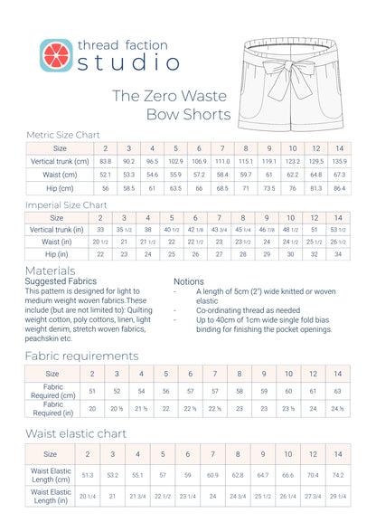Zero Waste Bow Shorts Pattern