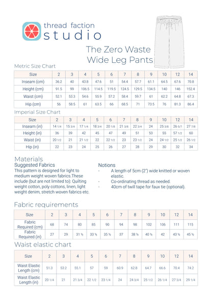 Zero Waste Wide Leg Pants Pattern