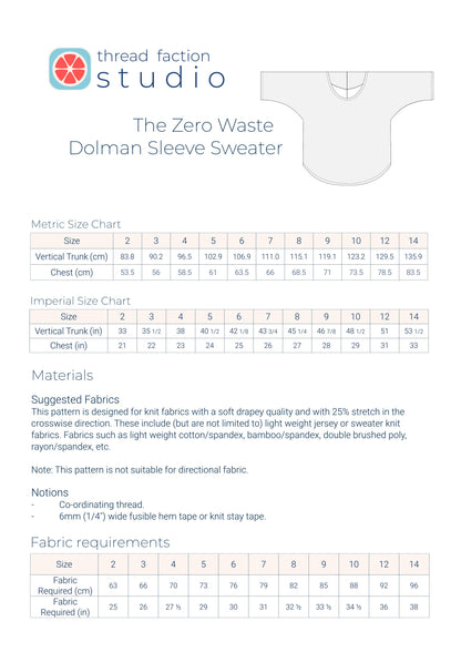 Zero Waste Dolman Sweater Pattern